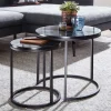 Wohnen Couchtisch Set in Marmoroptik Schwarz - Melks (zweiteilig)