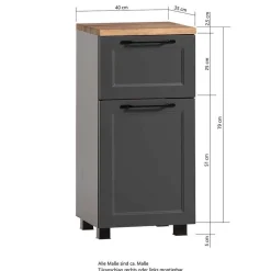 Hot Wohnen Country Chic Waschplatz und Unterschrank Set - Novelya (dreiteilig)
