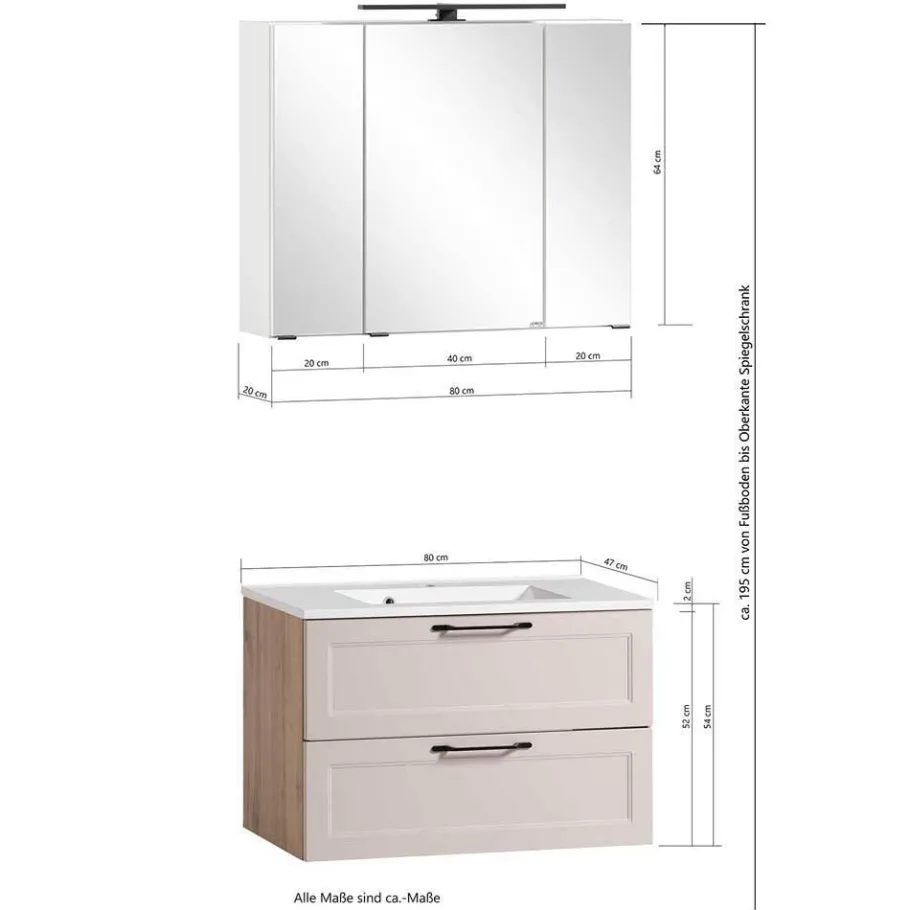 Online Wohnen Country Style Badezimmermöbel Set - Trioto (vierteilig)