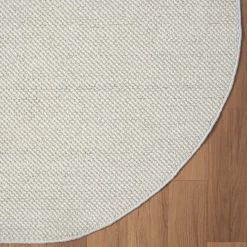 Outlet Wohnen Cremeweißer Teppich in Rund 120 cm - Rema