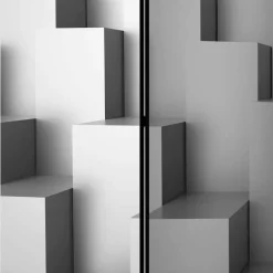 Sale Wohnen 3D Effekt Paravent in Grau Weiß - Jule