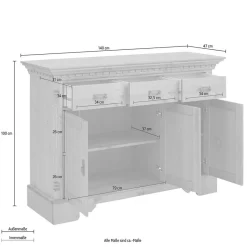 Hot Wohnen Dekorative Kombi Kommode aus Kiefer massiv - Fausanda