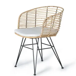 Online Wohnen Design Armlehnenstuhl in Rattan Natur und Schwarz - Adatto (2er Set)