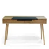 Online Wohnen Design Asteiche Schreibtisch mit Leder - Vastillo