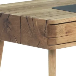 Online Wohnen Design Asteiche Schreibtisch mit Leder - Vastillo