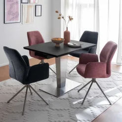 Discount Wohnen Design Ausziehtisch aus Glas und Keramik - Lagorene