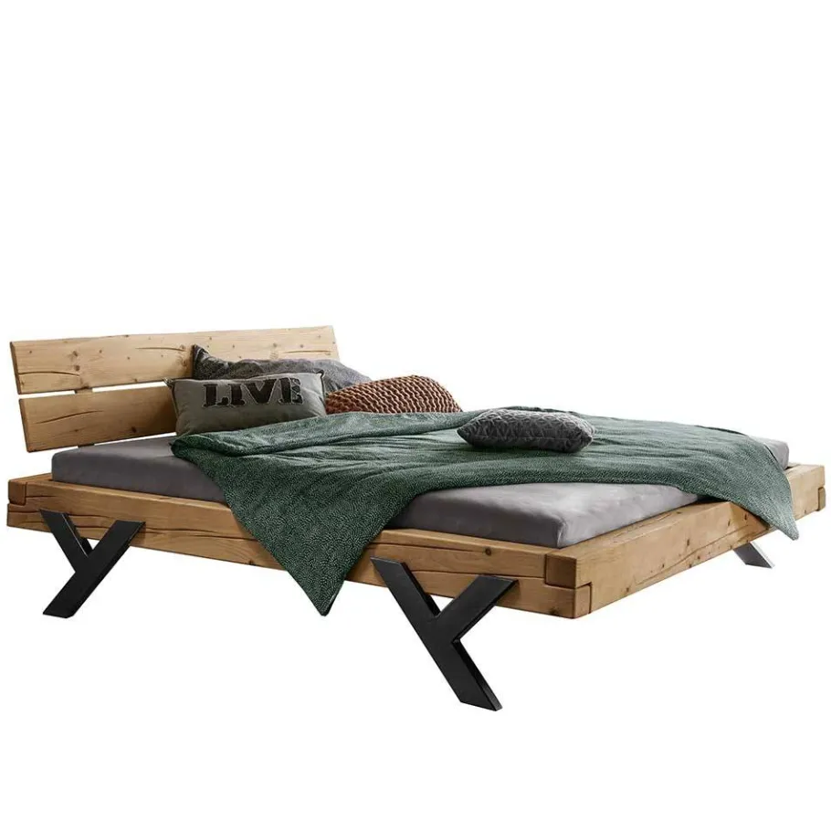 Online Wohnen Design Balkenbett aus Fichte rustikal - Rucia