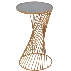 Clearance Wohnen Design Beistelltisch aus Glas in Grau - Liacantu