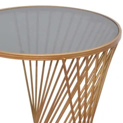 Clearance Wohnen Design Beistelltisch aus Glas in Grau - Liacantu