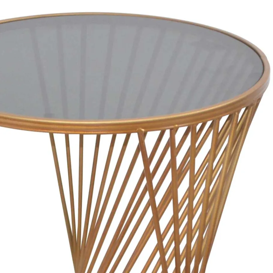 Clearance Wohnen Design Beistelltisch aus Glas in Grau - Liacantu