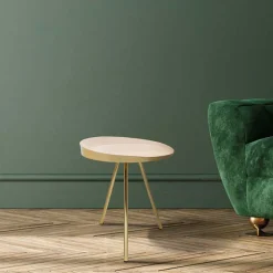 Wohnen Design Beistelltisch in Cremeweiß mit Gold - Tayler