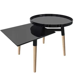 New Wohnen Design Beistelltisch in Hochglanz Schwarz - Biledda
