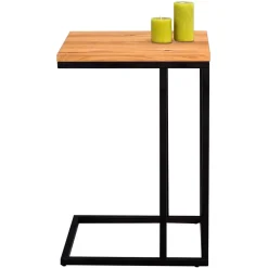 Hot Wohnen Design Beistelltisch mit Wildeiche Massivholz Voprium & Metall schwarz