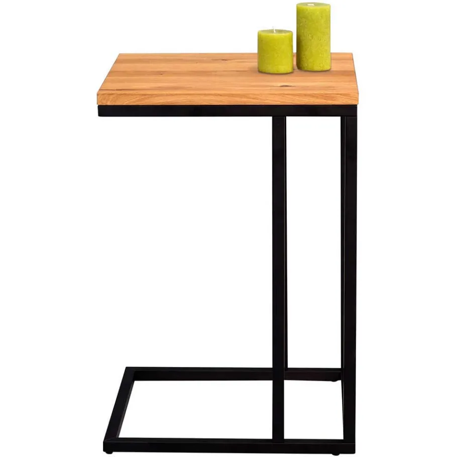 Hot Wohnen Design Beistelltisch mit Wildeiche Massivholz Voprium & Metall schwarz