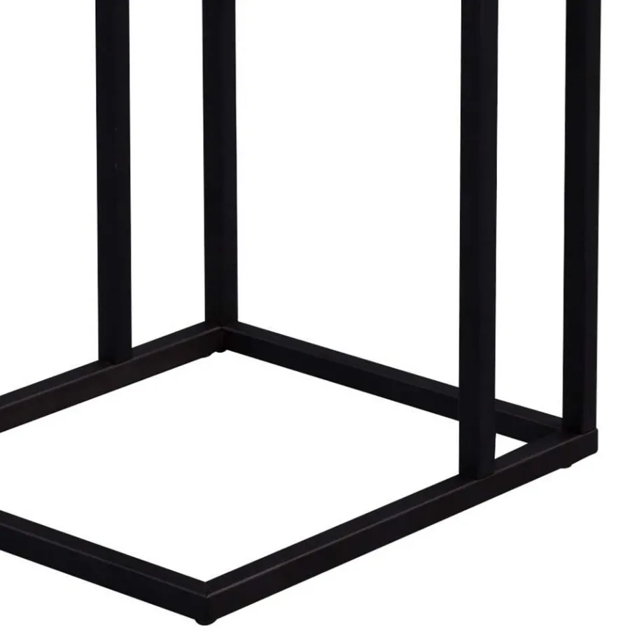 Hot Wohnen Design Beistelltisch mit Wildeiche Massivholz Voprium & Metall schwarz