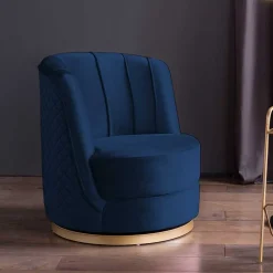Clearance Wohnen Design Cocktailsessel in Dunkelblau Samt - Sara