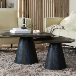 Clearance Wohnen Design Couchtisch in Schwarz Massivholz - Standing