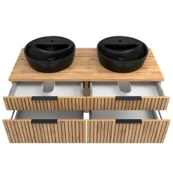 Best Wohnen Design Doppel-Waschtisch & Spiegelschrank - Crystoga (zweiteilig)