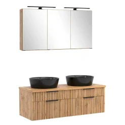 Best Wohnen Design Doppel-Waschtisch & Spiegelschrank - Crystoga (zweiteilig)