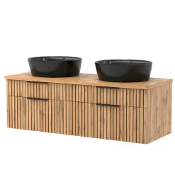 Best Wohnen Design Doppel-Waschtisch & Spiegelschrank - Crystoga (zweiteilig)