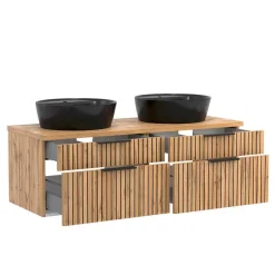 Best Wohnen Design Doppel-Waschtisch & Spiegelschrank - Crystoga (zweiteilig)