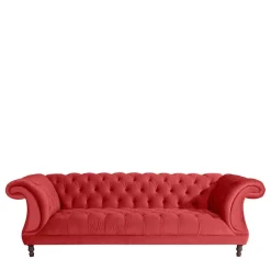 Wohnen Design Dreisitzer aus Samtvelours in Rot - Rosanna
