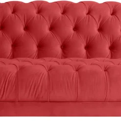 Wohnen Design Dreisitzer aus Samtvelours in Rot - Rosanna