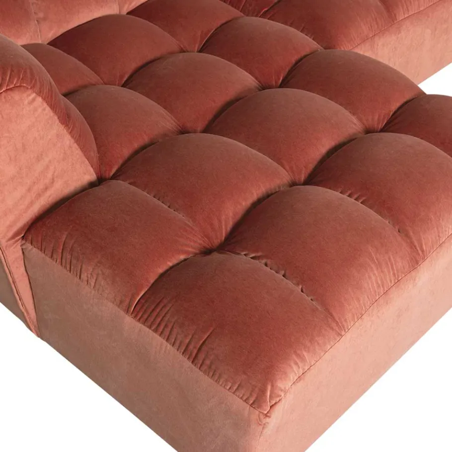 Best Wohnen Design Eckcouch in Apricot Samt - Meteora