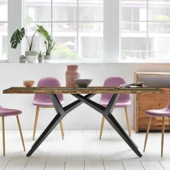 Wohnen Design Esszimmertisch mit Altholzplatte mehrfarbig - Mora