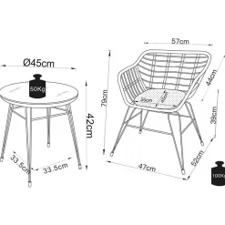 Outlet Wohnen Design Garten Sitzgruppe für Zwei - Kolage (dreiteilig)