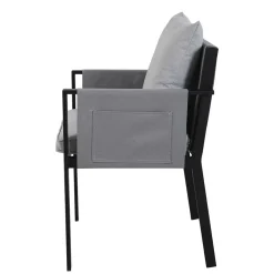 Online Wohnen Design Garten-Essgruppe in Grau & Schwarz - Geraldine (siebenteilig)