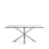 Discount Wohnen Design Glastisch Hihat mit Edelstahl Kreuz Gestell