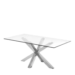 Discount Wohnen Design Glastisch Hihat mit Edelstahl Kreuz Gestell