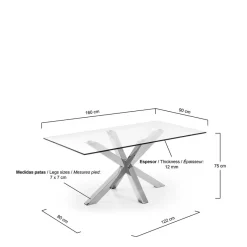 Discount Wohnen Design Glastisch Hihat mit Edelstahl Kreuz Gestell