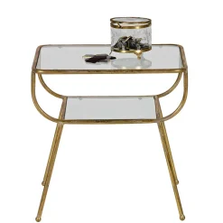 Online Wohnen Design Glastisch mit Gestell Messing Cateyna mit 2 Platten