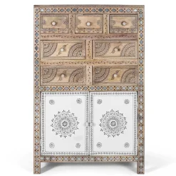 Best Wohnen Design Highboard aus Mangoholz reich verziert - Magie