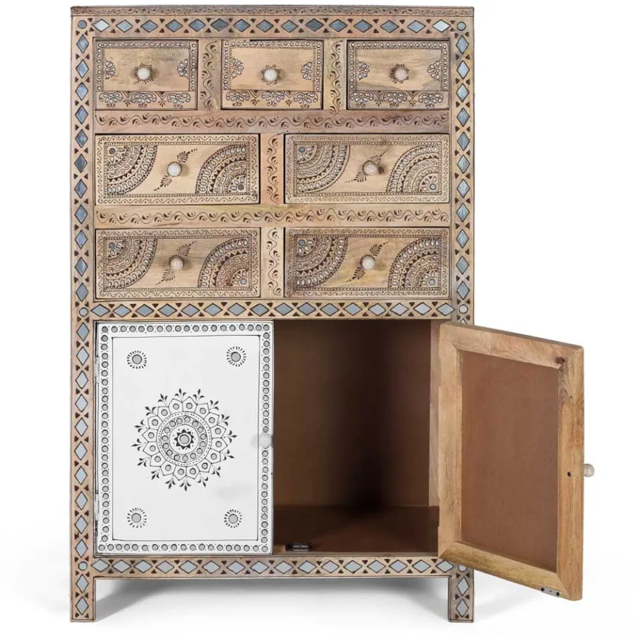 Best Wohnen Design Highboard aus Mangoholz reich verziert - Magie