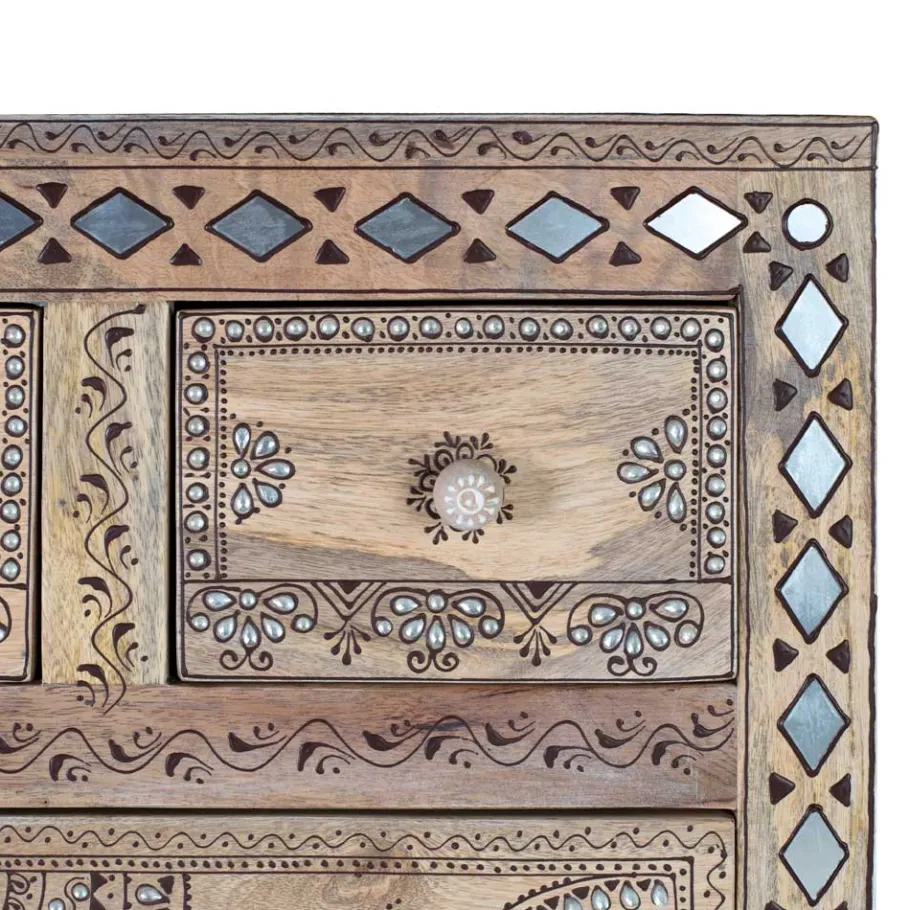 Best Wohnen Design Highboard aus Mangoholz reich verziert - Magie