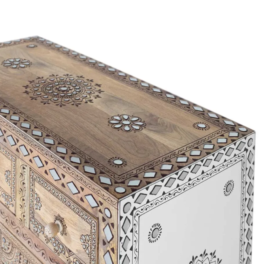 Best Wohnen Design Highboard aus Mangoholz reich verziert - Magie