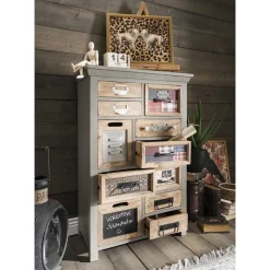 Outlet Wohnen Design Highboard aus Recyclingholz mehrfarbig - Andrass