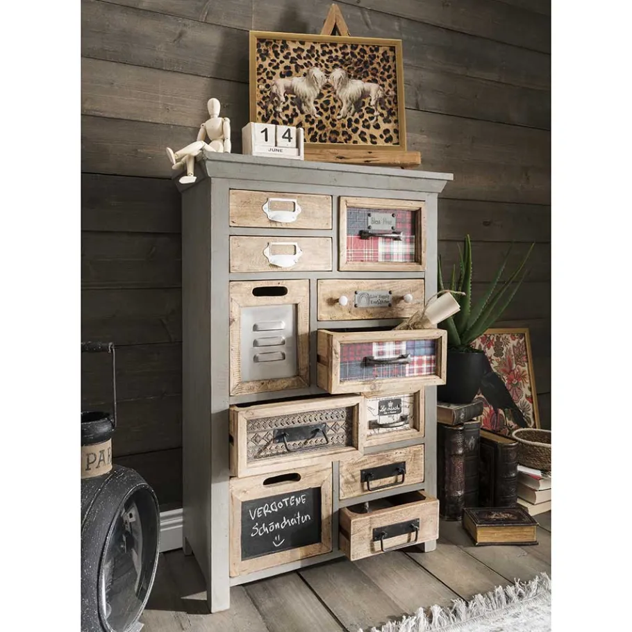 Outlet Wohnen Design Highboard aus Recyclingholz mehrfarbig - Andrass