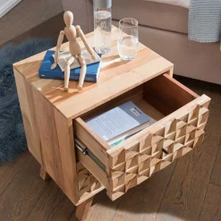 Online Wohnen Design Holz Nachtkommode aus Akazie - Liniavo