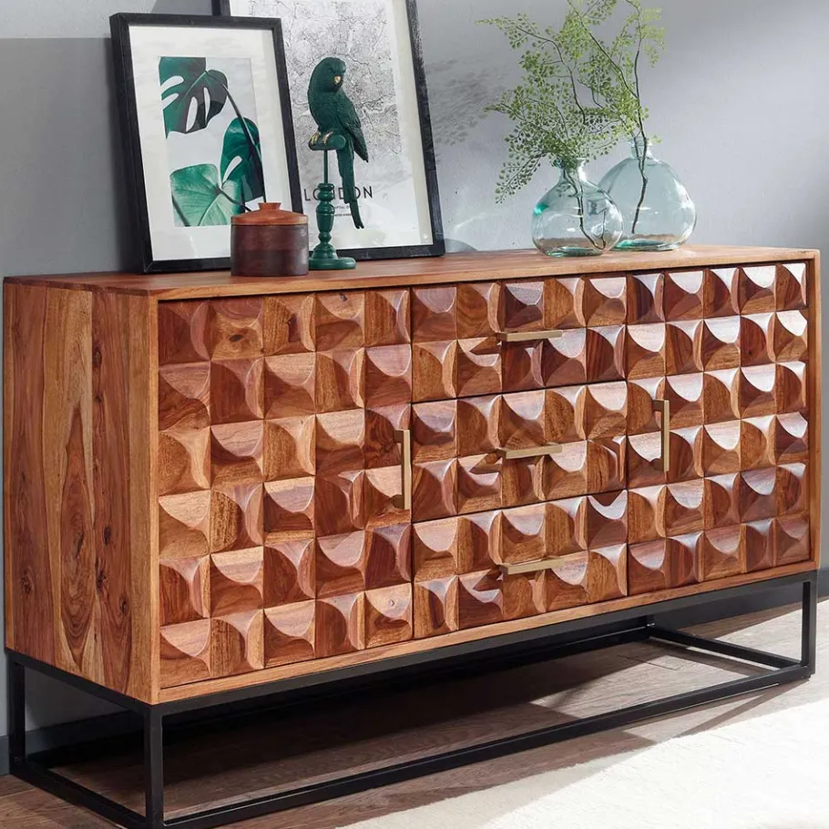 Best Wohnen Design Holz Sideboard mit Bügelgestell - Rusty