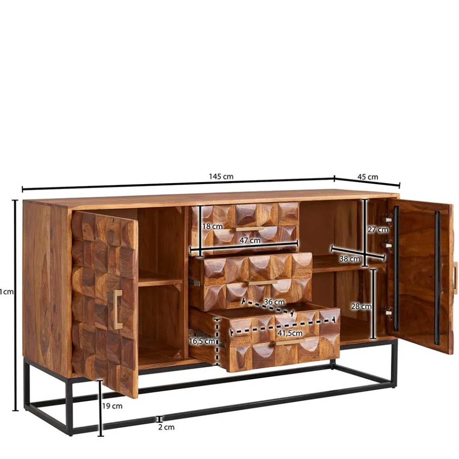 Best Wohnen Design Holz Sideboard mit Bügelgestell - Rusty