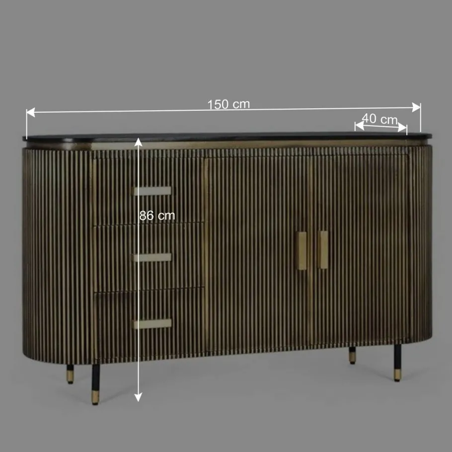 Clearance Wohnen Design Kombi-Kommode mit Marmorplatte - Hayato