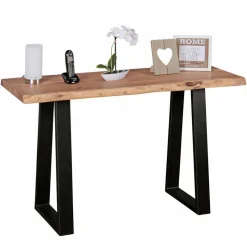 Outlet Wohnen Design Konsole Lussina mit Holzplatte Baumkante Akazie