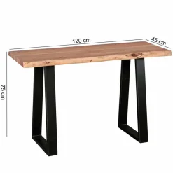 Outlet Wohnen Design Konsole Lussina mit Holzplatte Baumkante Akazie