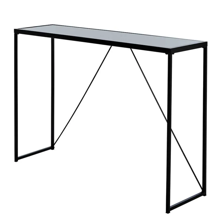 Wohnen Design Konsolentisch mit Schwarzglas Platte - Burano