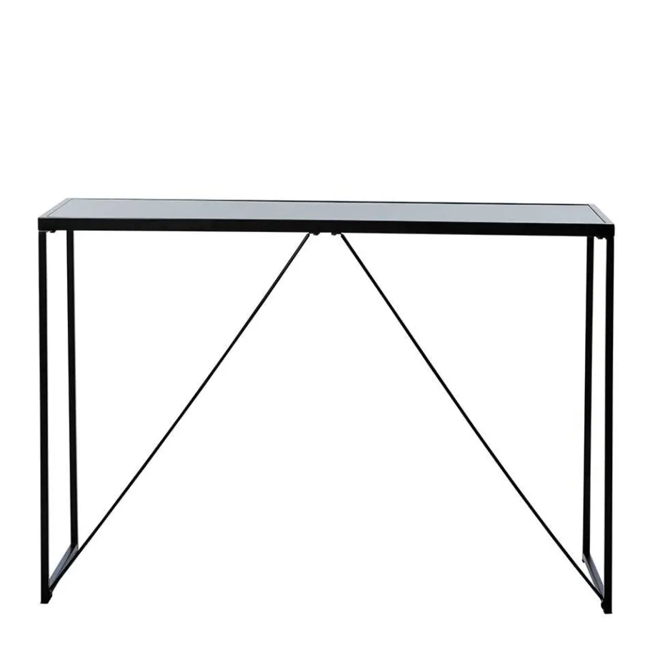 Wohnen Design Konsolentisch mit Schwarzglas Platte - Burano