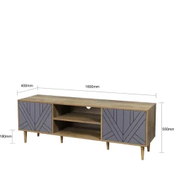 New Wohnen Design Lowboard für TV in Grau & Natur - Ascolano
